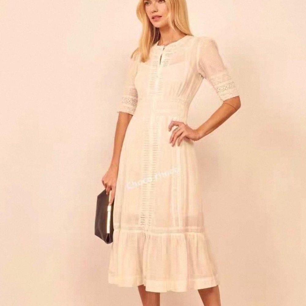 White Lace Detail Dress with Slip